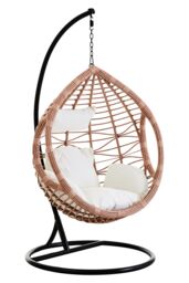 Orsina Stable Natural Rattan Effect Hanging Chair, Stylish Lounge Chaiir, Versatile Garden Chair, Stable Lawn Chair in Brown