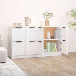 Berkfield Home Sideboards 2 pcs White 60x30x70 cm Engineered Wood - Size: 60 x 30 x 70 cm - thumbnail 5