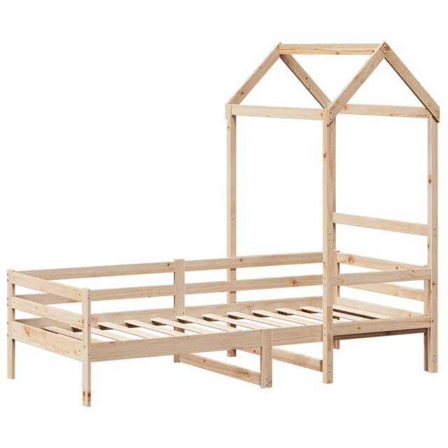 Berkfield Home Beautiful Day Bed with Roof without Mattress 80x200 cm Solid Wood in Light Oak - image 1