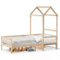 Berkfield Home Beautiful Day Bed with Roof without Mattress 80x200 cm Solid Wood in Light Oak - thumbnail 3