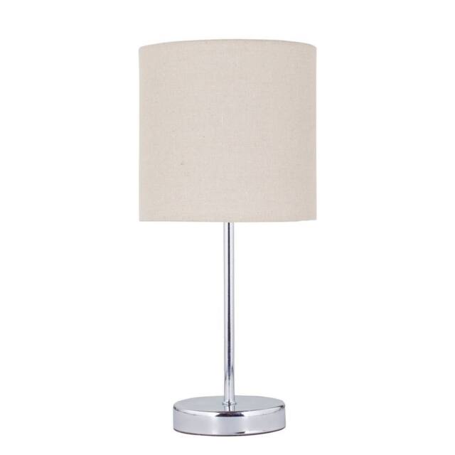 First Choice Lighting Chrome Touch Operated Table Lamp with Natural Linen Shade in Silver - image 1