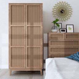 Lemon Pavilion Furniture Bordeaux 2 Door Wardrobe - MDF - L55.7 x W85 x H181 cm - Oak in Brown - Size: 1 Pack - thumbnail 2