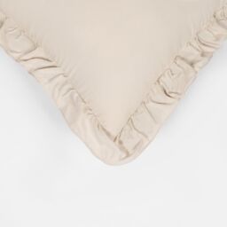 OHS 2 x Plain Faux Linen Frill Cushion Covers in Light Beige - Size: 45 cm x 45 cm - thumbnail 3