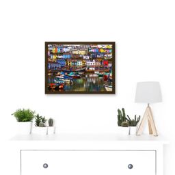 Artery8 Photo Cityscape Brixham Devon England Harbour Boats UK Artwork Framed Wall Art Print A4 in Brown - thumbnail 2
