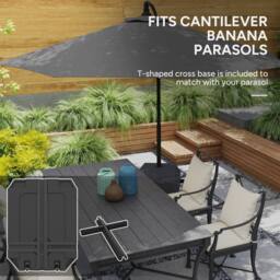 OUTSUNNY Cantilever Parasol Base for Banana Parasol w/ Wheels Water Sand Filled in Black - thumbnail 4