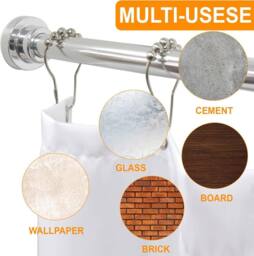 ATEK Extendable Shower Curtain Rod Stainless Steel Adjustable Tension Pole in Silver - Size: 240 cm - thumbnail 5