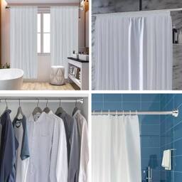 ATEK Extendable Shower Curtain Rod Stainless Steel Adjustable Tension Pole in Silver - Size: 240 cm - thumbnail 8