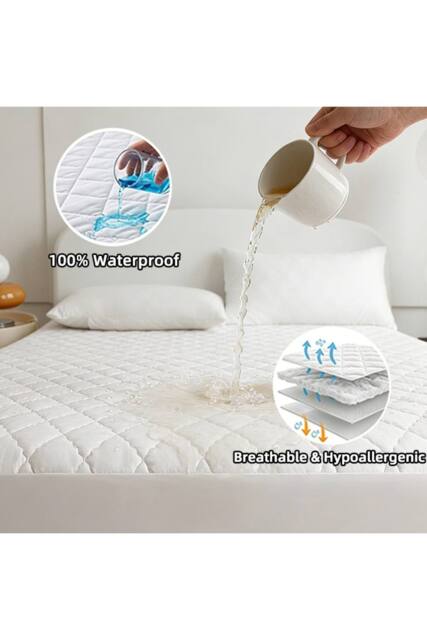 KDMD Double Waterproof Mattress Protector Encasement 40cm Breathable in White - image 1
