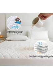 KDMD Double Waterproof Mattress Protector Encasement 40cm Breathable in White - thumbnail 1