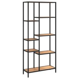 Berkfield Home Book Shelf 80x30x180 cm Steel & Engineered Wood in Brown - Size: 80 x 30 x 180 cm - thumbnail 2