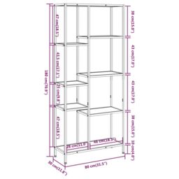Berkfield Home Book Shelf 80x30x180 cm Steel & Engineered Wood in Brown - Size: 80 x 30 x 180 cm - thumbnail 5