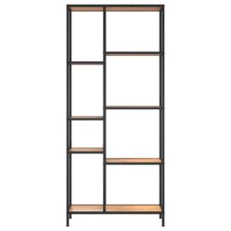 Berkfield Home Book Shelf 80x30x180 cm Steel & Engineered Wood in Brown - Size: 80 x 30 x 180 cm - thumbnail 3