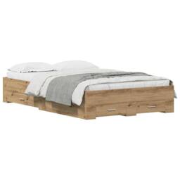 Berkfield Home Traditional Bed Frame with Drawers Artisan Oak 120x200 cm Enginee in Brown - thumbnail 1