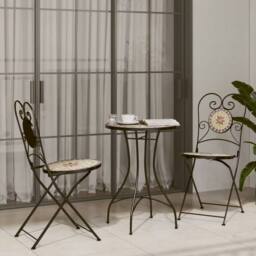 Berkfield Home Beautiful Bistro Chairs Foldable 2 pcs Terracotta & White Ceramic