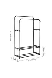 H&O Direct Modern Bedroom Clothes Rack Double Rod in Black - thumbnail 3