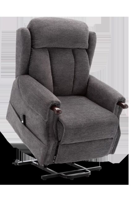 More4Homes Halton Fabric Heavy Duty Single Motor Rise Recliner Lift Mobility Chair in Charcoal - image 1