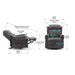 More4Homes Halton Fabric Heavy Duty Single Motor Rise Recliner Lift Mobility Chair in Charcoal - thumbnail 7