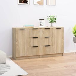 Berkfield Home Sideboards 2 pcs Sonoma Oak 60x30x70 cm Engineered Wood in Brown - Size: 60 x 30 x 70 cm - thumbnail 1