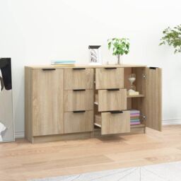 Berkfield Home Sideboards 2 pcs Sonoma Oak 60x30x70 cm Engineered Wood in Brown - Size: 60 x 30 x 70 cm - thumbnail 3