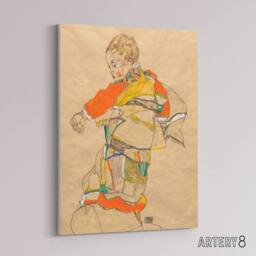 "Artery8 Anton Peschka Jr Portrait of a Child Schiele Canvas Wall Art Print in Beige - Size: W12"" x H16""" - thumbnail 2