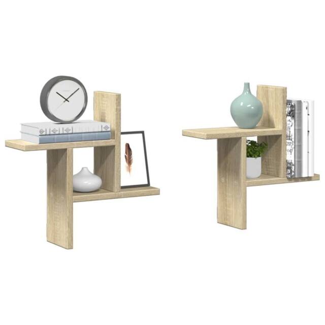 Berkfield Home Wall Shelves 2 pcs Sonoma Oak 38x12x38 cm Engineered Wood in Light Tan - Size: 38 x 12 x 38 cm - image 1
