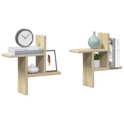 Berkfield Home Wall Shelves 2 pcs Sonoma Oak 38x12x38 cm Engineered Wood in Light Tan - Size: 38 x 12 x 38 cm