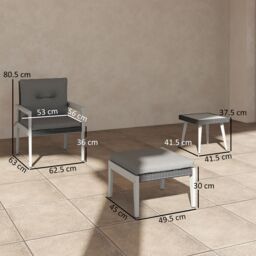 OUTSUNNY 5-Pieces Rattan Patio set with Acacia Wood Top Coffee Table in Grey - thumbnail 3