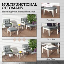 OUTSUNNY 5-Pieces Rattan Patio set with Acacia Wood Top Coffee Table in Grey - thumbnail 6