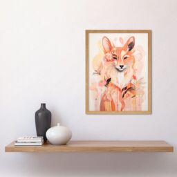 Artery8 Wall Art Print Floral Fox Spirit Animal Boho Calm Pastel Colour Artwork Orange Pink Abstract Woodland Creature Flowers Art Framed - thumbnail 2