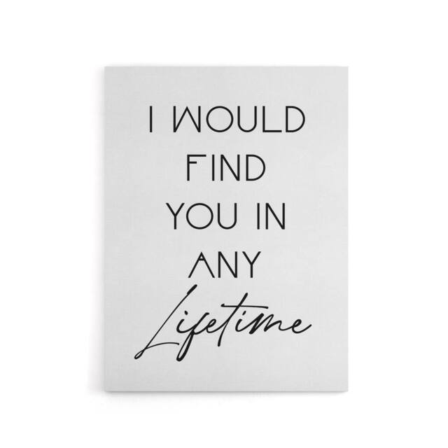 "Artery8 I Would Find You In Any Lifetime Bright Romantic Canvas Wall Art Print in White - Size: W12"" x H16""" - image 1