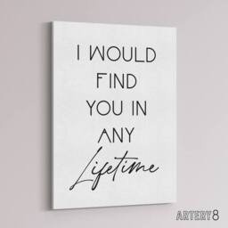 "Artery8 I Would Find You In Any Lifetime Bright Romantic Canvas Wall Art Print in White - Size: W12"" x H16""" - thumbnail 2