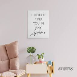 "Artery8 I Would Find You In Any Lifetime Bright Romantic Canvas Wall Art Print in White - Size: W12"" x H16""" - thumbnail 3