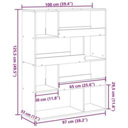 Berkfield Home Room Divider Grey Sonoma 100x33x125.5 cm Engineered Wood - thumbnail 9