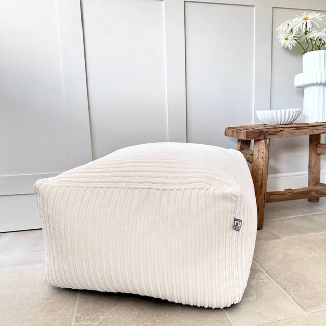 rucomfy Beanbags rucomfy Indoor Large Ottoman Pouffe - Jumbo Cord Bean Bag Footstool in Ivory - image 1