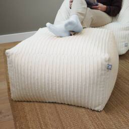 rucomfy Beanbags rucomfy Indoor Large Ottoman Pouffe - Jumbo Cord Bean Bag Footstool in Ivory - thumbnail 3