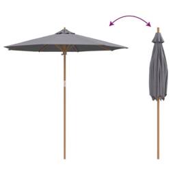 Berkfield Home Dark Grey Garden Parasol 240x260 cm Bamboo - thumbnail 6