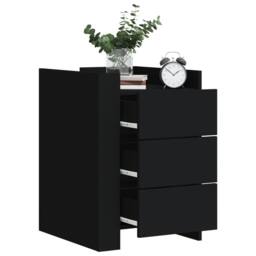 Berkfield Home Decorative Bedside Cabinet Black 45x50x65 cm Engineered Wood - Size: 45 x 50 x 65 cm - thumbnail 2