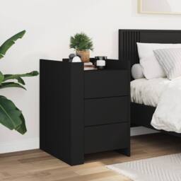 Berkfield Home Decorative Bedside Cabinet Black 45x50x65 cm Engineered Wood - Size: 45 x 50 x 65 cm - thumbnail 1