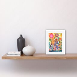 "Artery8 Wall Art Print Garden Flowers In Spring Folk Art Watercolour Painting Artwork Framed 9X7 Inch in White - Size: W7"" x H9""" - thumbnail 2