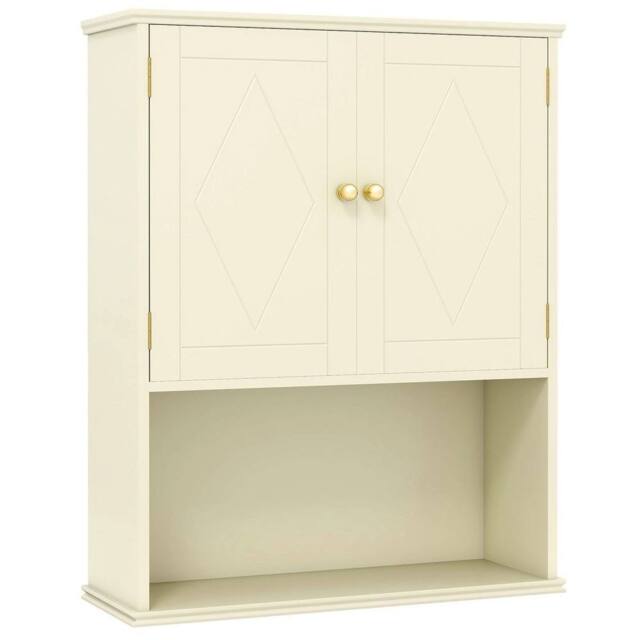 Kelvenix Bathroom Wall Cabinet 2-Door Wall Mounted in Beige - image 1