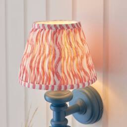 Netlighting Carnaby Blue Wall Light Pink Fabric Ripple Shade 20cm B22 - thumbnail 4