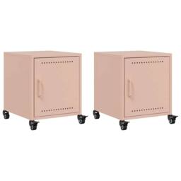Berkfield Home Stylish Bedside Cabinets 2 pcs Pink 36x39x43.5 cm Steel - thumbnail 3