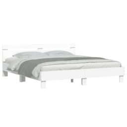 Berkfield Home Bed Frame with LED without Mattress White 180x200 cm Super King - thumbnail 5