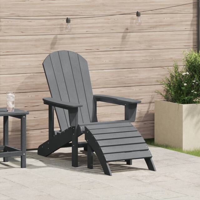 Berkfield Home Adirondack Chair with Footrest Light Grey HDPE - image 1
