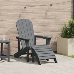 Berkfield Home Adirondack Chair with Footrest Light Grey HDPE - thumbnail 1