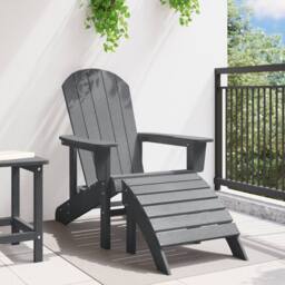 Berkfield Home Adirondack Chair with Footrest Light Grey HDPE - thumbnail 3