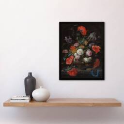 Artery8 Still Life with Flowers & a Watch Mignon Framed Wall Art Print - Size: A4 - thumbnail 4