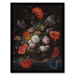 Artery8 Still Life with Flowers & a Watch Mignon Framed Wall Art Print - Size: A4 - thumbnail 1