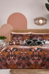 Furn Kaihalu Jungle Animal Floral Reversible Duvet Cover Set in Brown - Size: King - thumbnail 2