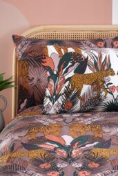 Furn Kaihalu Jungle Animal Floral Reversible Duvet Cover Set in Brown - Size: King - thumbnail 3